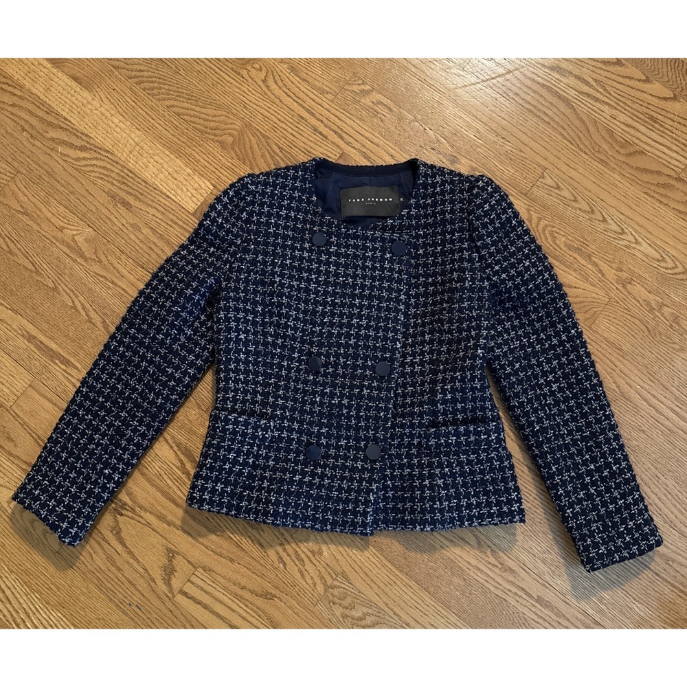 TARA JARMON Paris Navy Blazer FR 40 Beautiful Jacket US 10